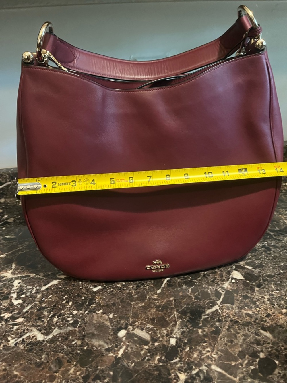 Coach Leather Shoulder Hobo Bag in Deep Wine - Picture 10 of 12